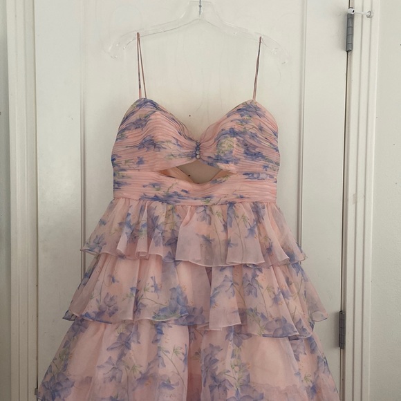 MAC DUGGAL FLORAL CUT OUT RUFFLE LAYERED GOWN - Picture 3 of 5